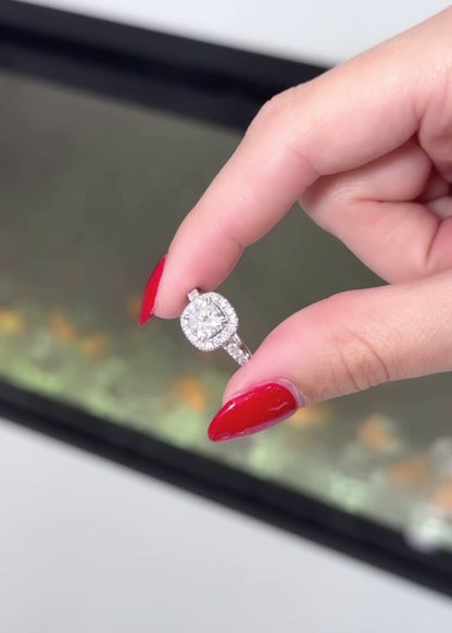 Classic Cathedral with Cushion Cut and Diamond Halo