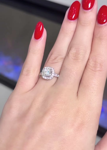 Classic Cathedral with Cushion Cut and Diamond Halo