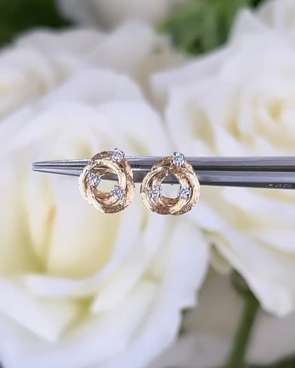 Golden Knot Diamond Earrings