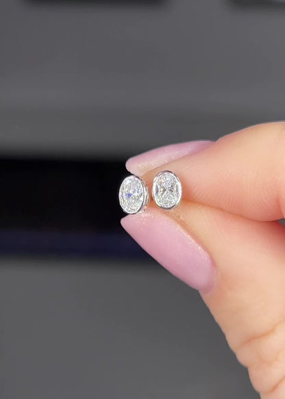 Mini Oval Diamond Studs